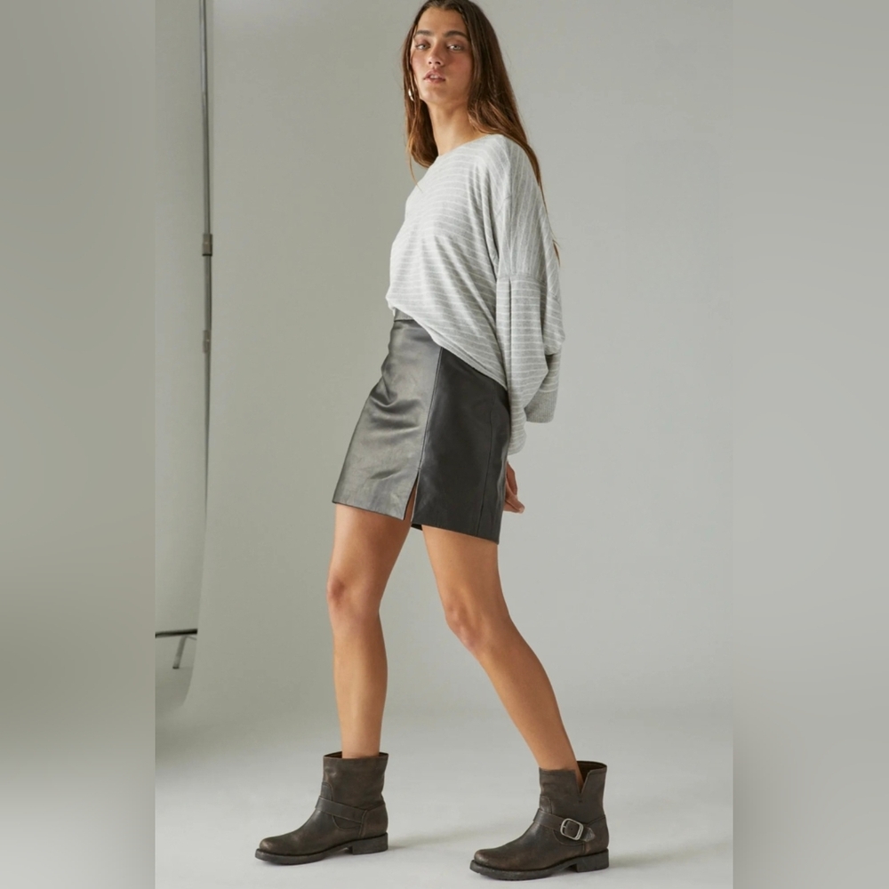 Lucky Brand Black Leather Mini Skirt